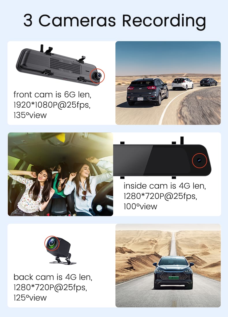 CRONY: P9000 9.66INCH 3CAMERAS 4G+ ANDRIOD DASHCAMERA