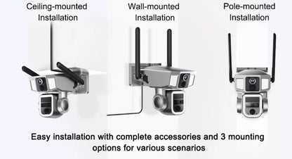 CRONY-Y7A Solar Triple-Lens Linkage Camera 10X Zoom WiFi & 4G