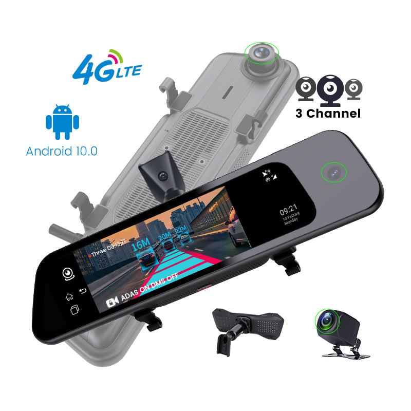 CRONY: P9000 9.66INCH 3CAMERAS 4G+ ANDRIOD DASHCAMERA