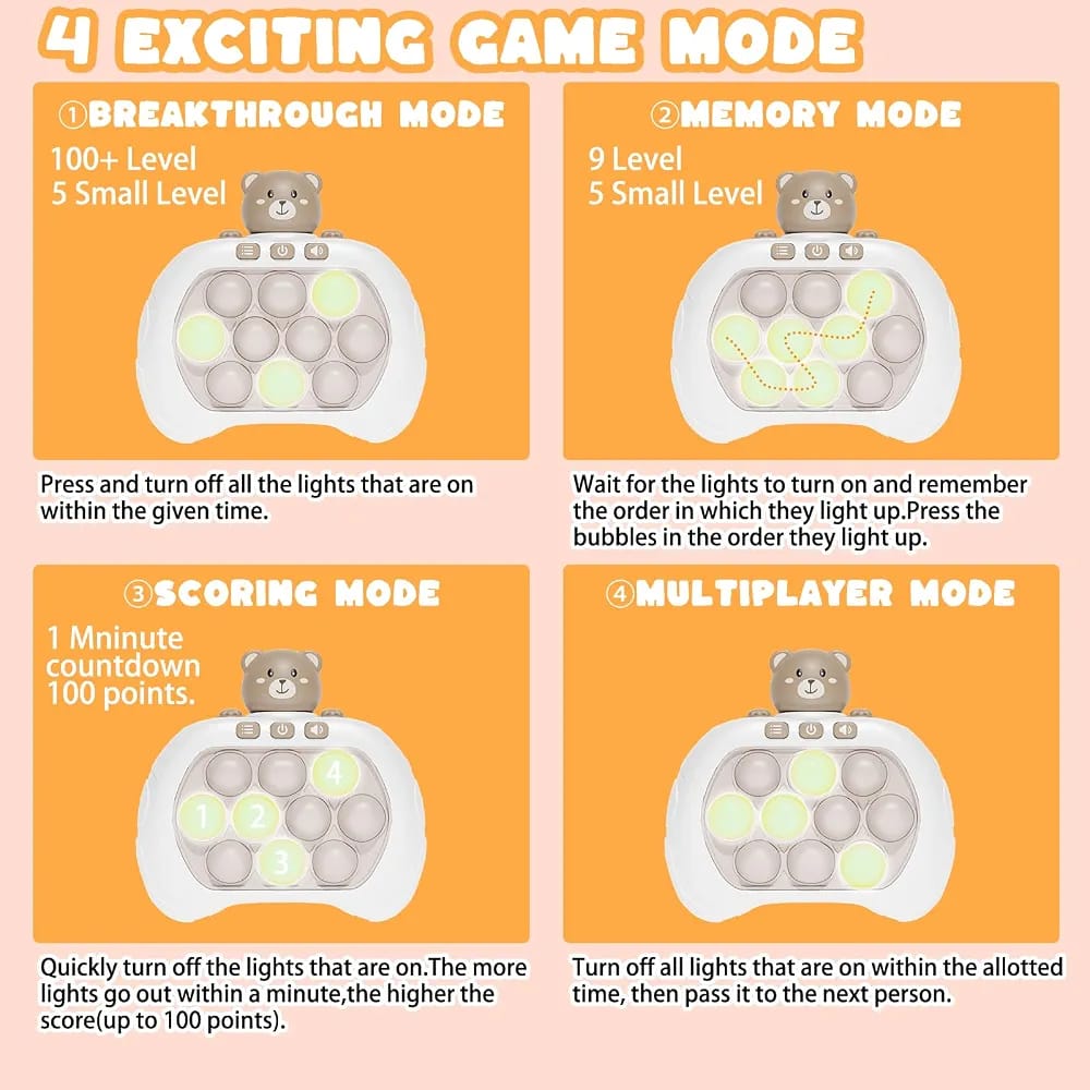 CRONY: Quick Pop Push Game Toy, Handheld Pop Game for Kids Adults, Fast Push Bubble Game, Stress Light Up Game Toys, Console Puzzle Game Console Machine, Gifts for Boys Girls Teens