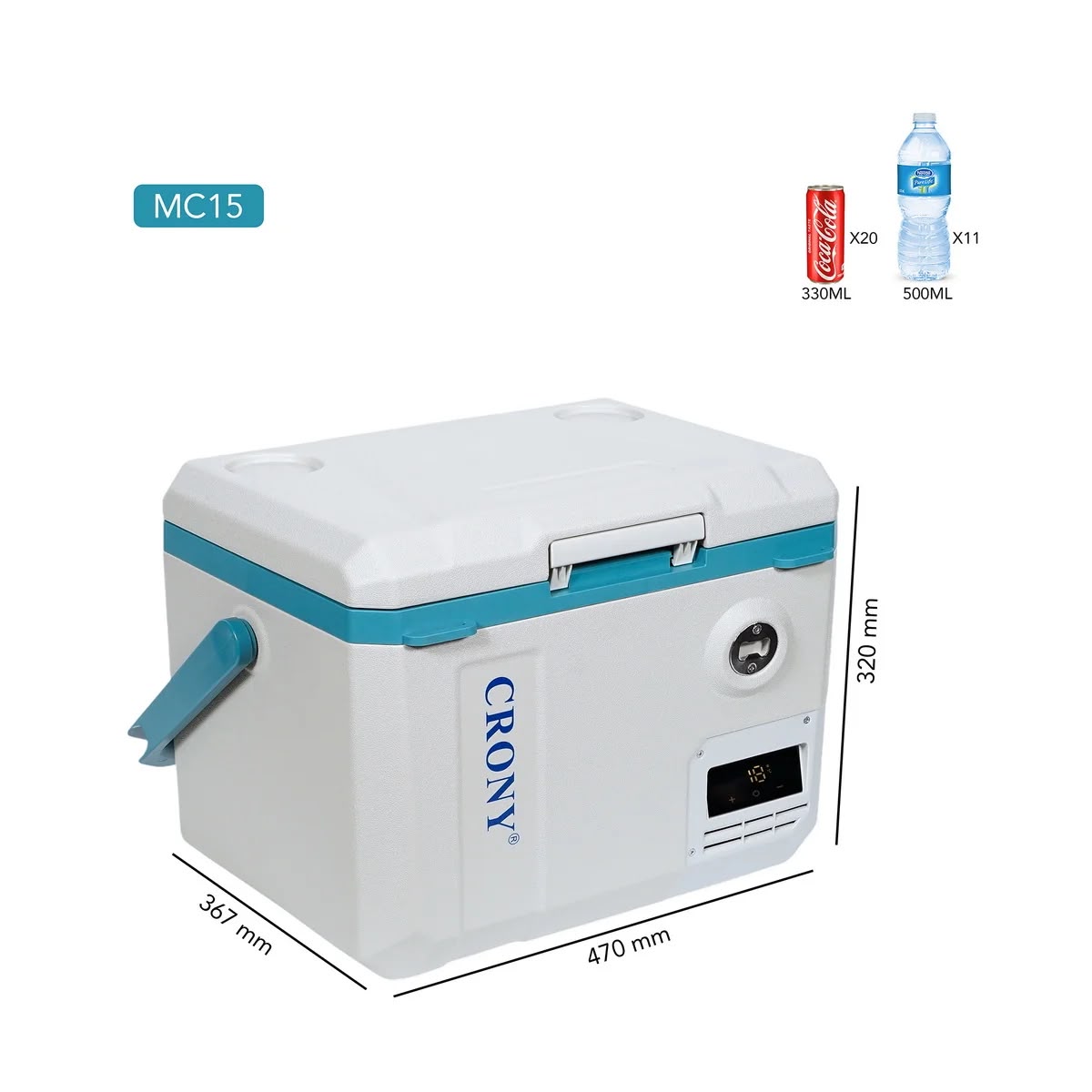CRONY: MC15 Car Refrigerator 15L/DC/AC LED Display Tie Down Slots