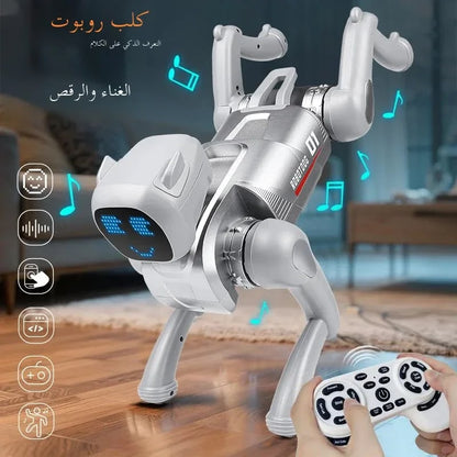 Al Smart Robot Dog, Voice Control with Wake, Programmable Actions, 30+ Movements, LED Expressions, 60-Minute Battery for Kids