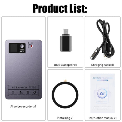 AI Voice Recorder 64GB Digital App Control 152 languages Transcribe Summarize A+
