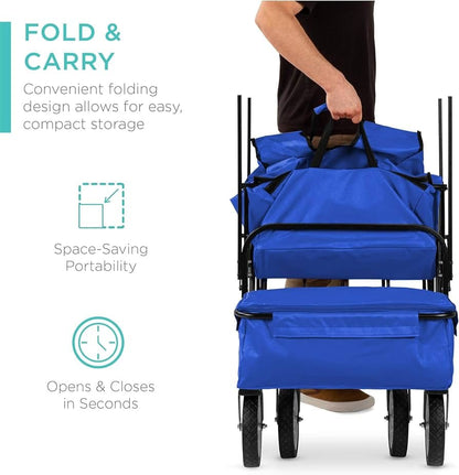 CRONY: 3015 COVER FOLDING  Outdoor  Cart for Beach, Picnic, Camping, Tailgates w/Removable Canopy, Detachable Pockets, 150lb Weight Capacity