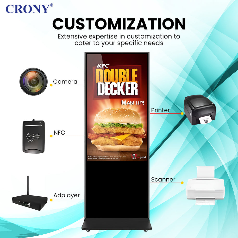 CRONY :TX55-2 55 Inch 4K Interactive Touch Screen Smart Display Android 11 LED Panel Dual Speaker Advertising machine