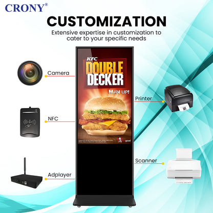 CRONY :TX55-2 55 Inch 4K Interactive Touch Screen Smart Display Android 11 LED Panel Dual Speaker Advertising machine