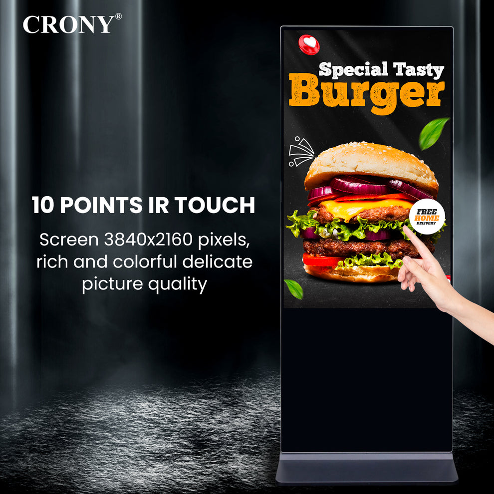 CRONY :TX55-2 55 Inch 4K Interactive Touch Screen Smart Display Android 11 LED Panel Dual Speaker Advertising machine
