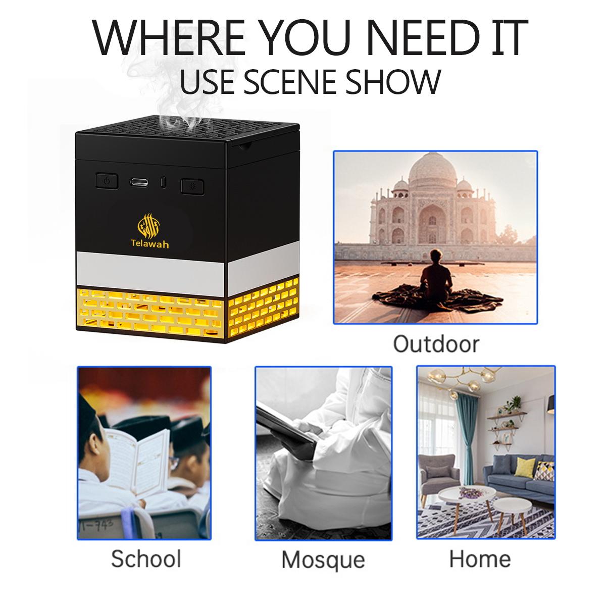 CRONY: SQ-718 Quran Speaker and Mini Bukhoor Incense Burner, Remote Control, 114 Chapters of the Quran, 18 Reciters and 16 Translations