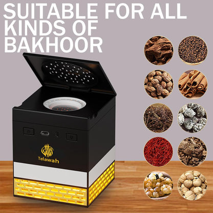 CRONY: SQ-718 Quran Speaker and Mini Bukhoor Incense Burner, Remote Control, 114 Chapters of the Quran, 18 Reciters and 16 Translations