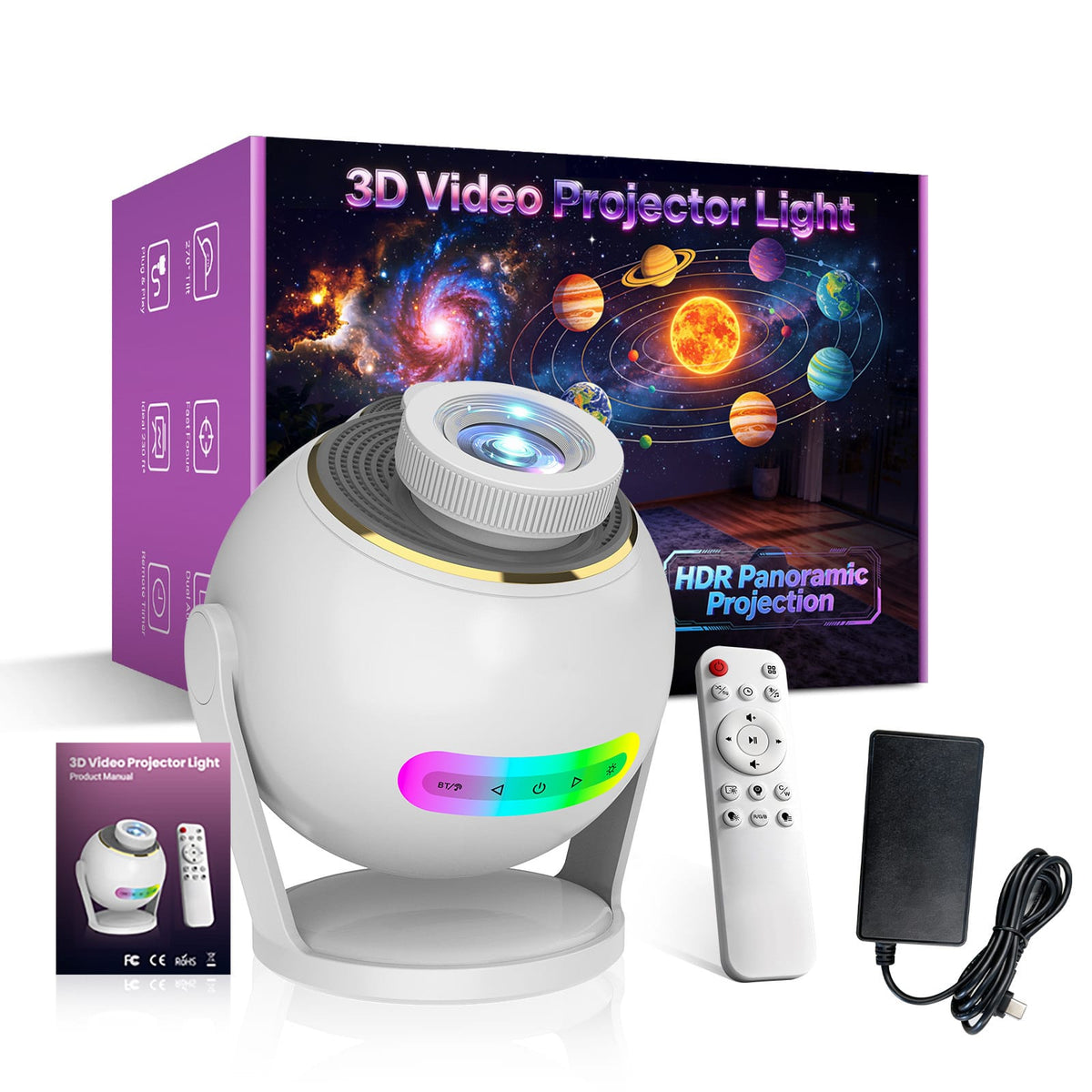 CRONY: SK19 3D VIDEO PROJECTION Perfect Design Cheap App Control 3D Video Projector with Bluetooth Speaker Ambient Light for Bedroom Home Party