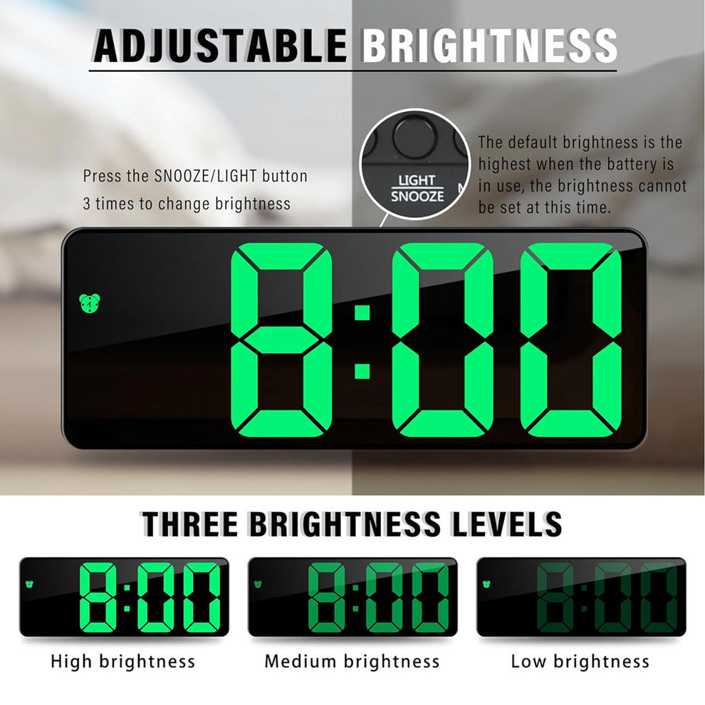 CRONY: GH0732 Colours Electronic Clock Digital Alarm Clock RGB  Colorful LED Bedside Alarm Clocks Snooze Date Time Display Color Change Big Digit Brightness Adjustable USB&Battery Powered