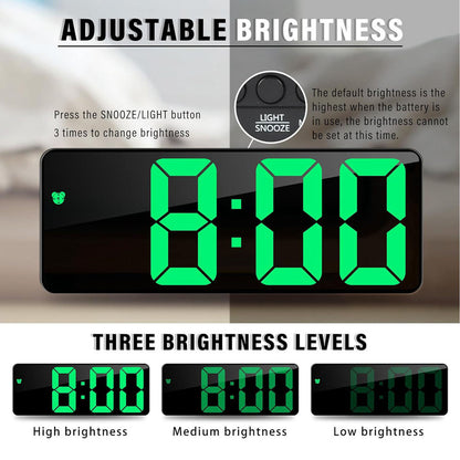 CRONY: GH0732 Colours Electronic Clock Digital Alarm Clock RGB  Colorful LED Bedside Alarm Clocks Snooze Date Time Display Color Change Big Digit Brightness Adjustable USB&Battery Powered