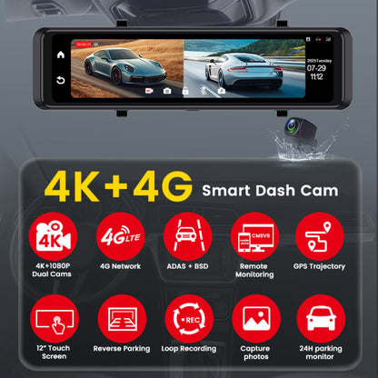 CRONY V7 12INCH 4K+1K 4G dashcamera