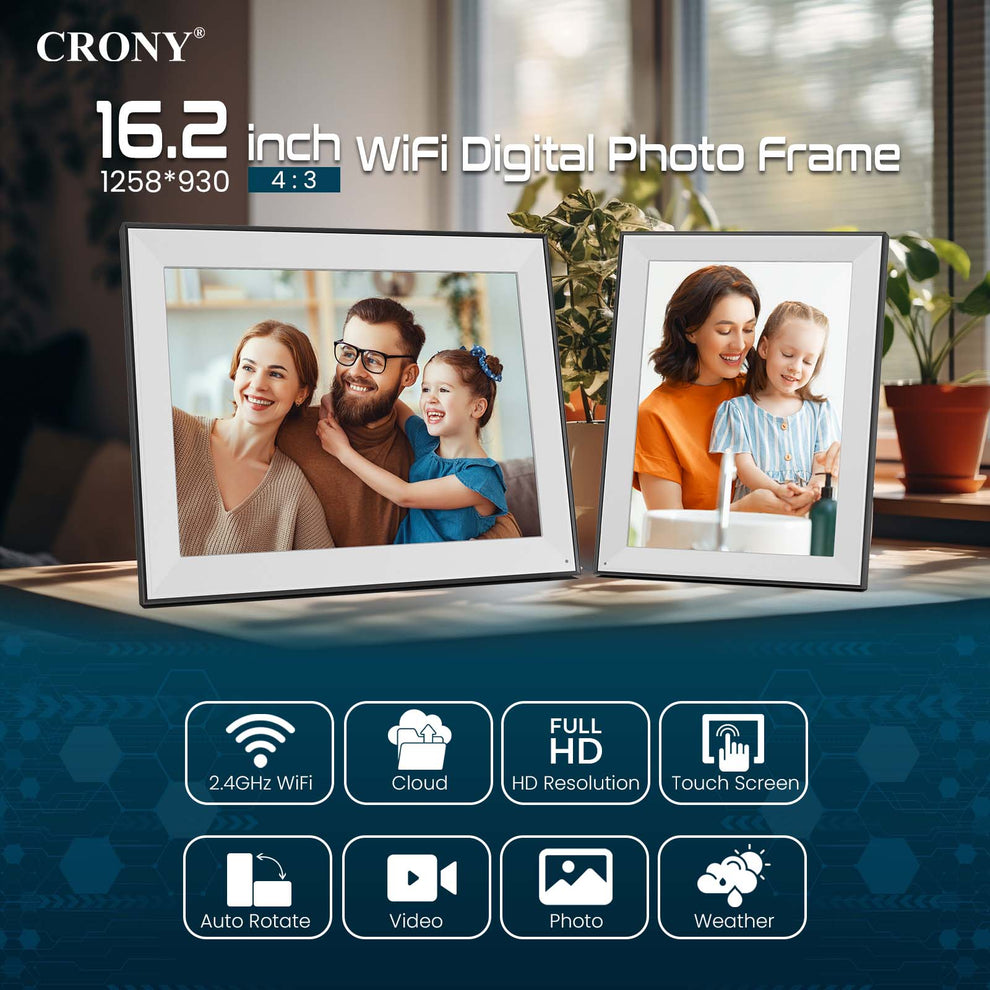 CRONY: JT16.2M-102 16.2 Inch WIFI Digital Photo Frame Android WiFi Cloud Digital Photo Frame – 32GB Touch Screen Display (JT162M-I02)