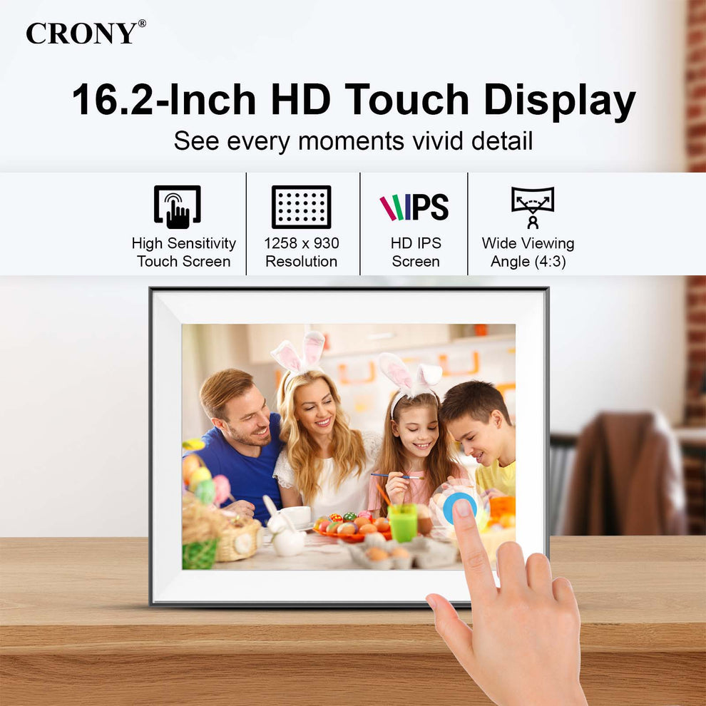 CRONY: JT16.2M-102 16.2 Inch WIFI Digital Photo Frame Android WiFi Cloud Digital Photo Frame – 32GB Touch Screen Display (JT162M-I02)