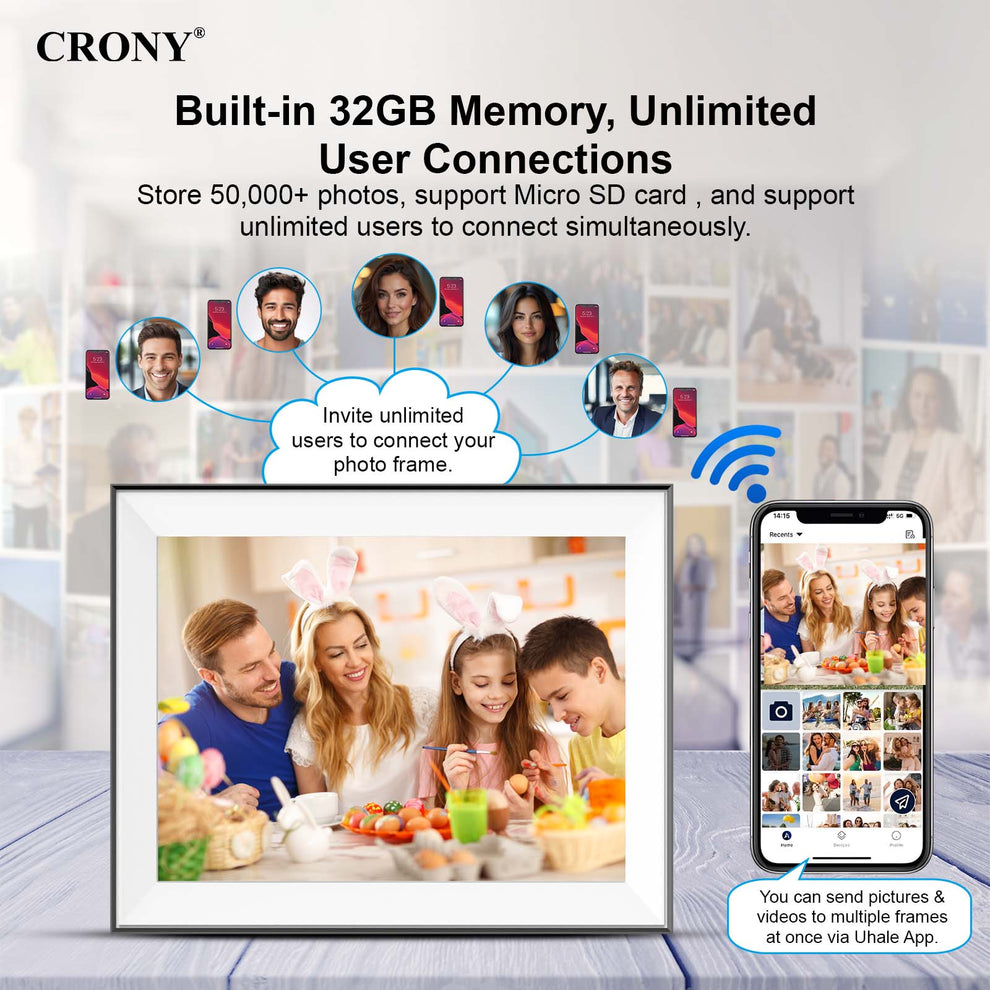 CRONY: JT16.2M-102 16.2 Inch WIFI Digital Photo Frame Android WiFi Cloud Digital Photo Frame – 32GB Touch Screen Display (JT162M-I02)
