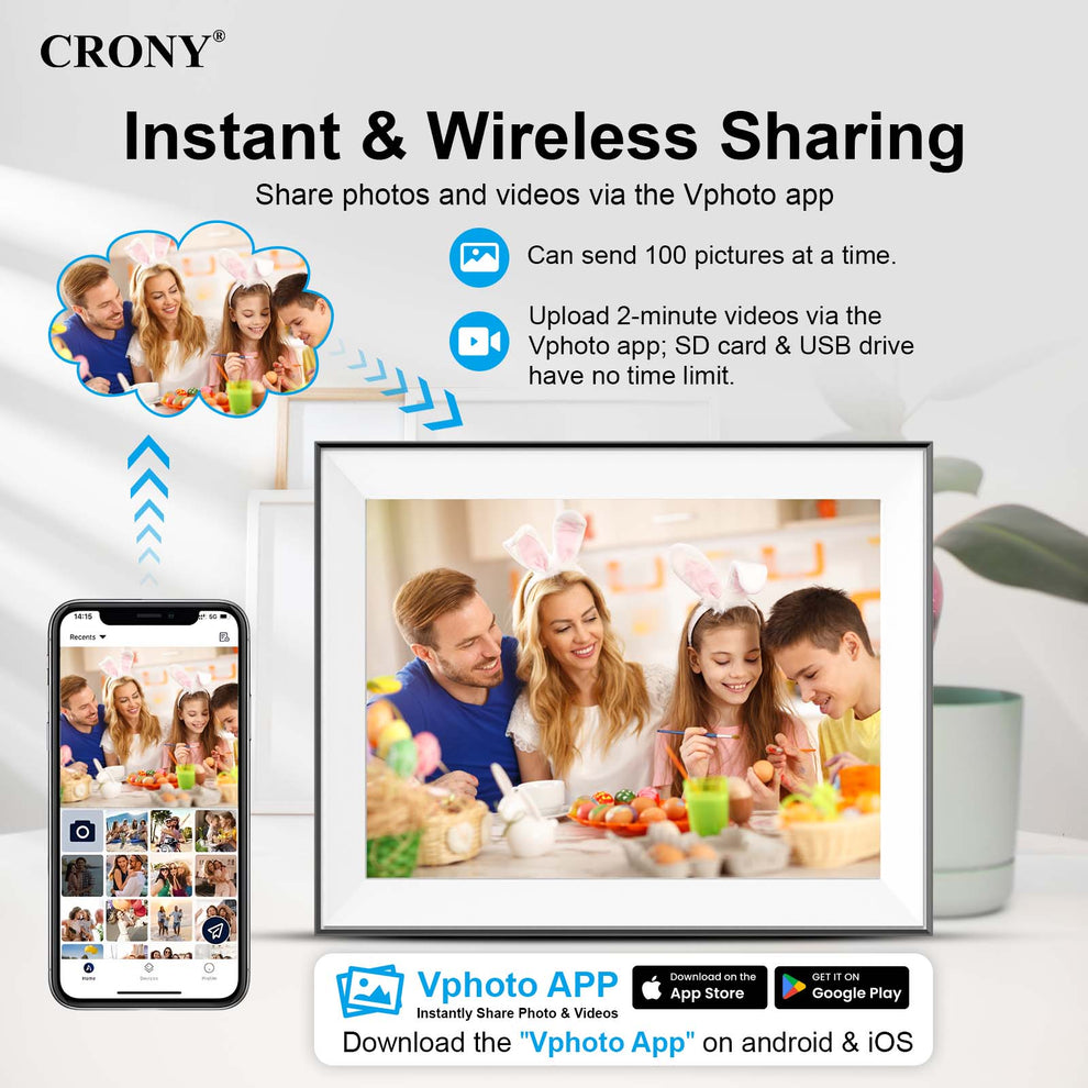 CRONY: JT16.2M-102 16.2 Inch WIFI Digital Photo Frame Android WiFi Cloud Digital Photo Frame – 32GB Touch Screen Display (JT162M-I02)