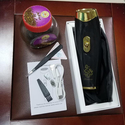 B11 upright hand-held Bukhoor Aromatherapy Portable Arabic Electric Bakhoor Incense Burner | Black+Golden - Edragonmall.com