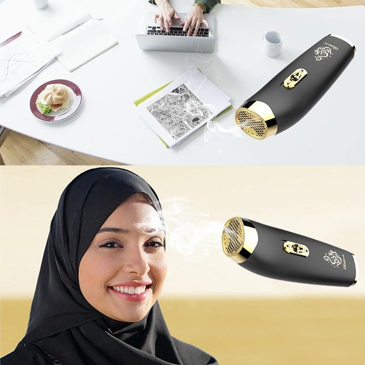 B11 upright hand-held Bukhoor Aromatherapy Portable Arabic Electric Bakhoor Incense Burner | Black+Golden - Edragonmall.com