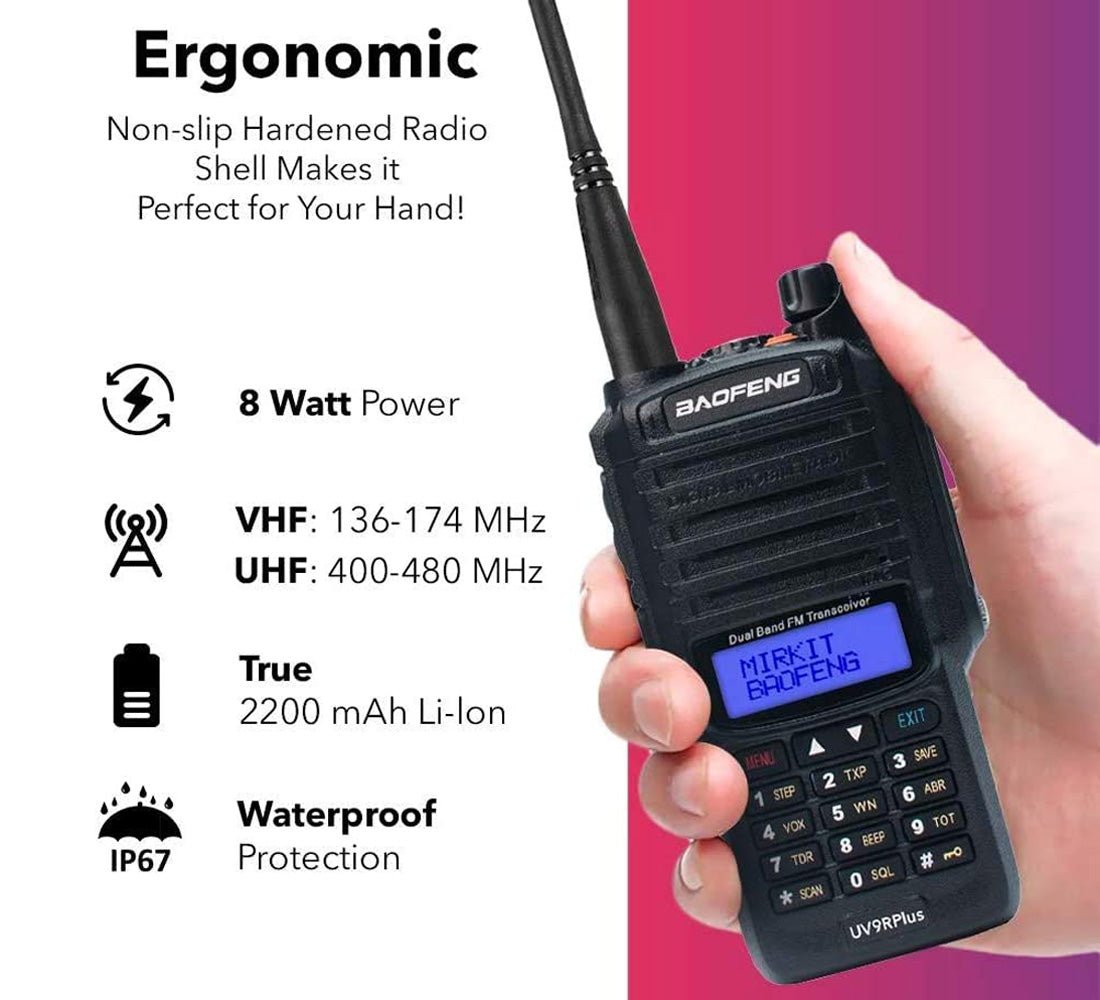 Baofeng 10W UV-9R Walkie Talkie Radio Handheld 8-15km Portable Radio Dust Cold Radio