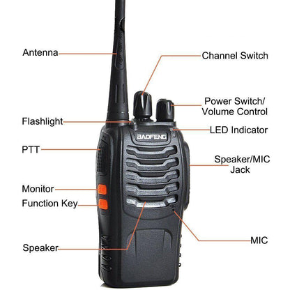 2 Pcs Walkie Talkies BF-888S Baofeng Handheld Two Way Radios Battery and Charger - Edragonmall.com