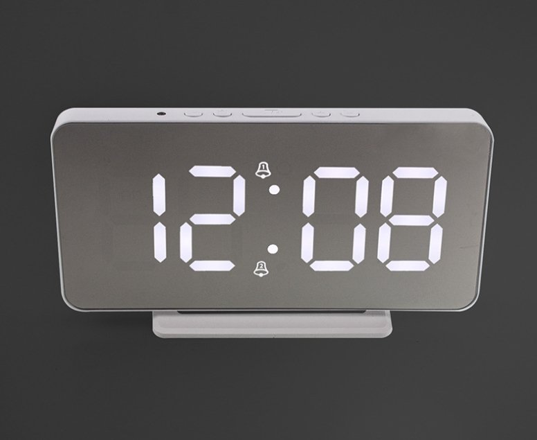 CRONY 0S-002 LED Clock Digital Clock Student Makeup Mirror Smart Electronic Bedside Alarm Clock Watch Calendar - Edragonmall.com