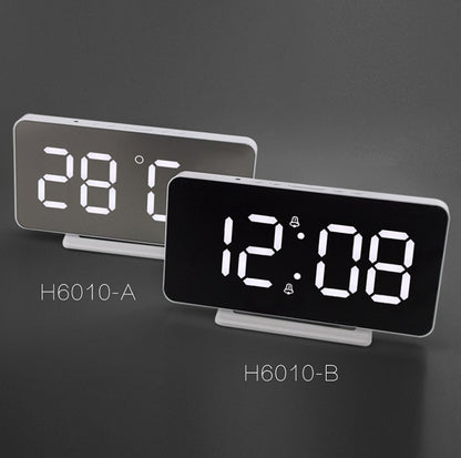 CRONY 0S-002 LED Clock Digital Clock Student Makeup Mirror Smart Electronic Bedside Alarm Clock Watch Calendar - Edragonmall.com