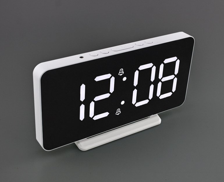 CRONY 0S-002 LED Clock Digital Clock Student Makeup Mirror Smart Electronic Bedside Alarm Clock Watch Calendar - Edragonmall.com