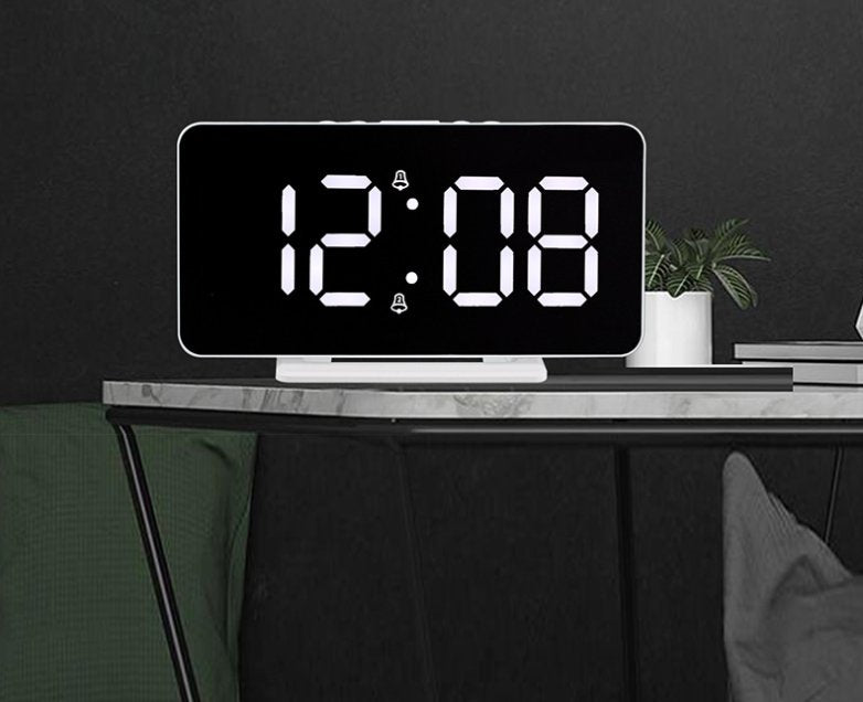 CRONY 0S-002 LED Clock Digital Clock Student Makeup Mirror Smart Electronic Bedside Alarm Clock Watch Calendar - Edragonmall.com