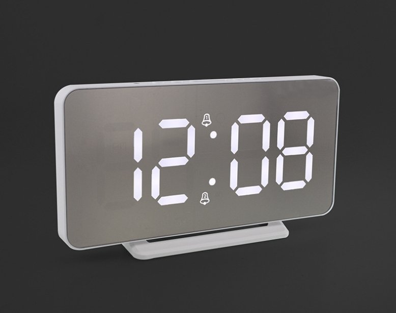 CRONY 0S-002 LED Clock Digital Clock Student Makeup Mirror Smart Electronic Bedside Alarm Clock Watch Calendar - Edragonmall.com