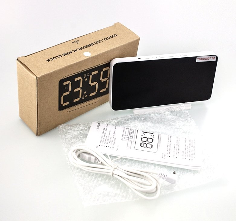 CRONY 0S-002 LED Clock Digital Clock Student Makeup Mirror Smart Electronic Bedside Alarm Clock Watch Calendar - Edragonmall.com