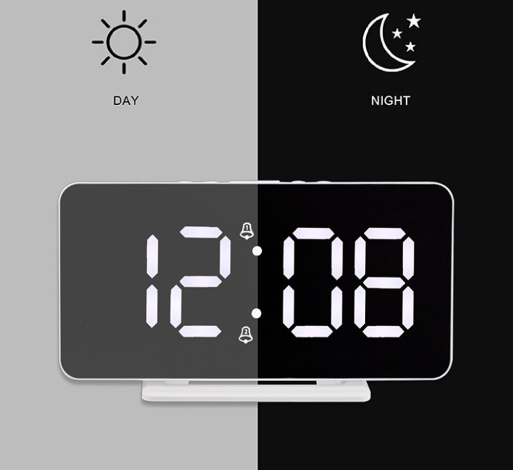 CRONY 0S-002 LED Clock Digital Clock Student Makeup Mirror Smart Electronic Bedside Alarm Clock Watch Calendar - Edragonmall.com