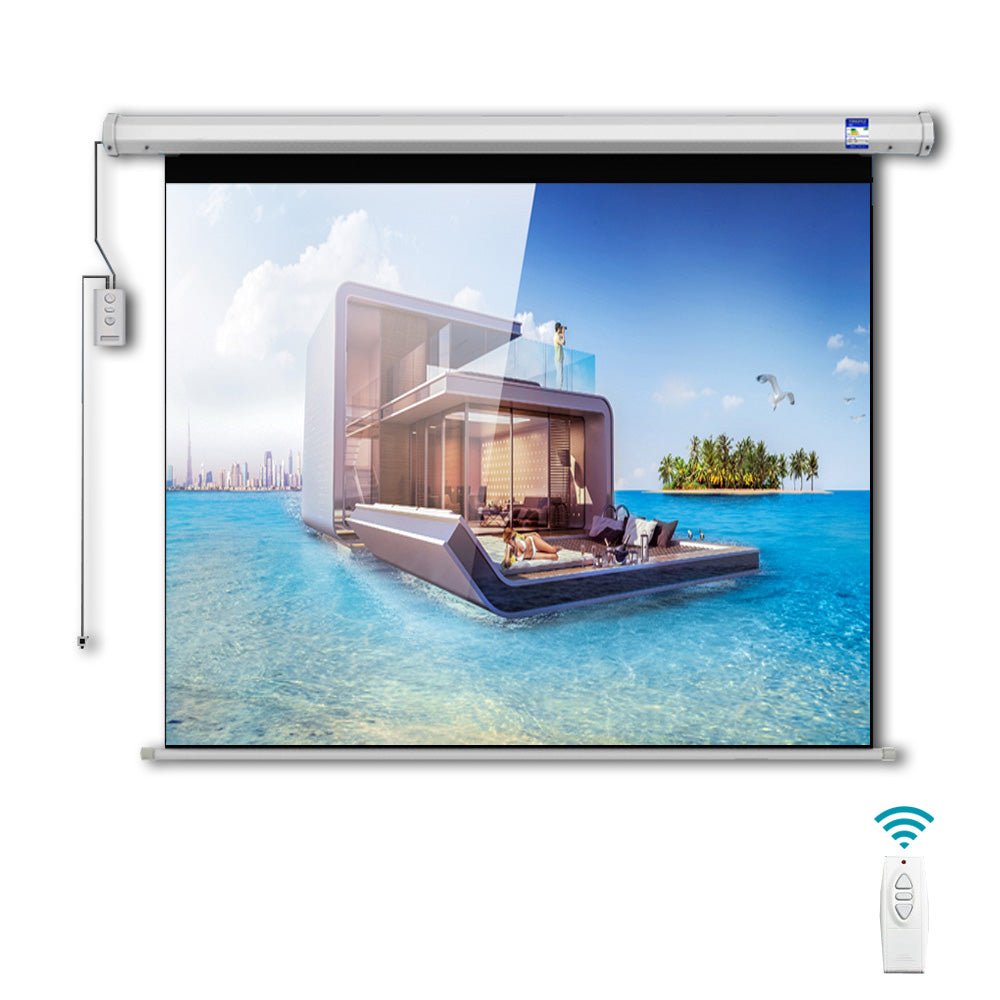 Crony 100 Inch 4:3 Projection Screen Home Automatic Lifting HD Projection Screen Wall Hanging Screen Electric Remote Control Projection Screen - Edragonmall.com