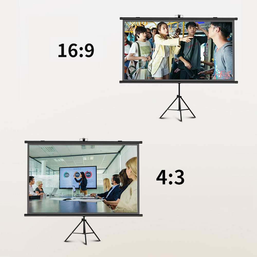 CRONY 100”projector screen with stand Portable Foldable Projection Movie Screen Fabric - Edragonmall.com