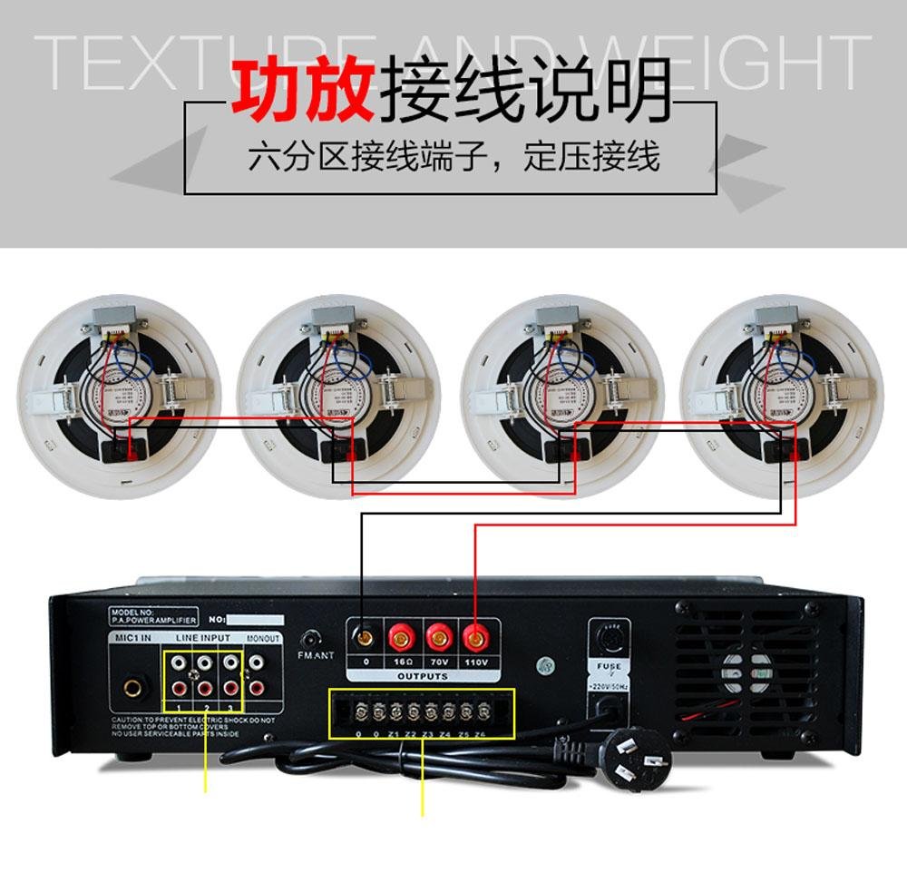 CRONY 120w Constant Voltage Amplifier With Usb/sd Card Function Ceiling Speaker Amplifier Public Broadcast Amplifier Host-pa-usb120w6p - Edragonmall.com