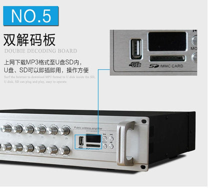 CRONY 120w Constant Voltage Amplifier With Usb/sd Card Function Ceiling Speaker Amplifier Public Broadcast Amplifier Host-pa-usb120w6p - Edragonmall.com