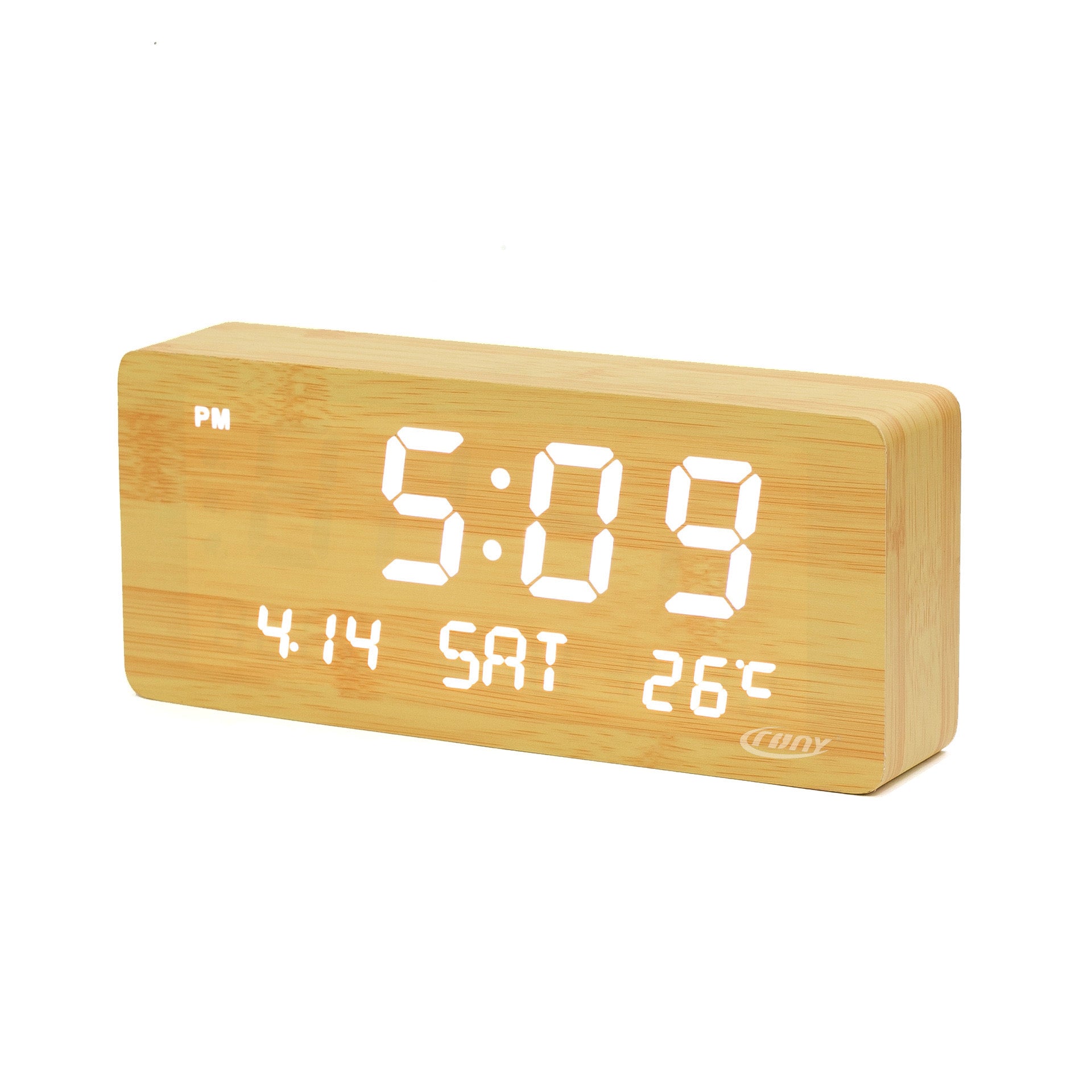 CRONY 1501 LED Perpetual Calendar Week Wooden Alarm Clock Thermometer Weekday Alarm Clock - Edragonmall.com