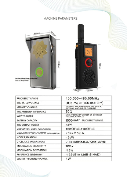 CRONY 1W T-368D Doorbell Walkie Talkie Two Way Radio Professional FM Transceiver with Loudly Doorbell Doorphone - Edragonmall.com