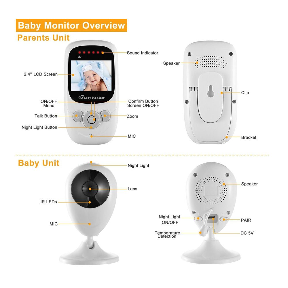 CRONY 2.4inch TFT LCD Baby Monitor Wireless Video Baby Monitor Camera - Edragonmall.com