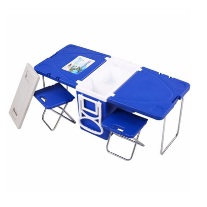 CRONY 28L two-chair plastic incubator with desk and chair Multi-function picnic table with cooling incubator | Red - Edragonmall.com