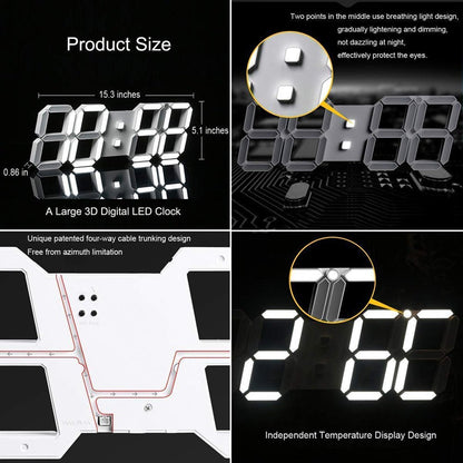 CRONY 3D-6608 Clock Intelligent Three-Dimensional Remote Control Light Multi-Function Wall Clock - Edragonmall.com