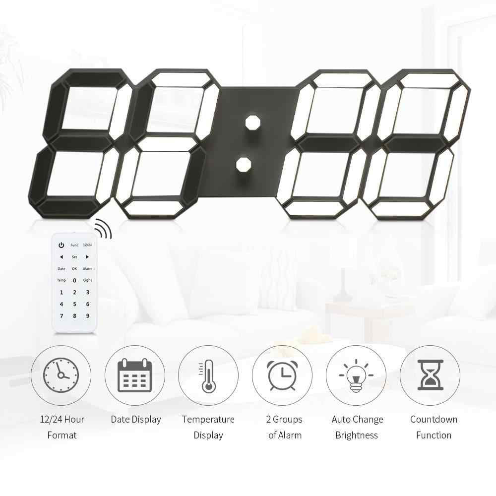 CRONY 3D-6608 Clock Intelligent Three-Dimensional Remote Control Light Multi-Function Wall Clock - Edragonmall.com