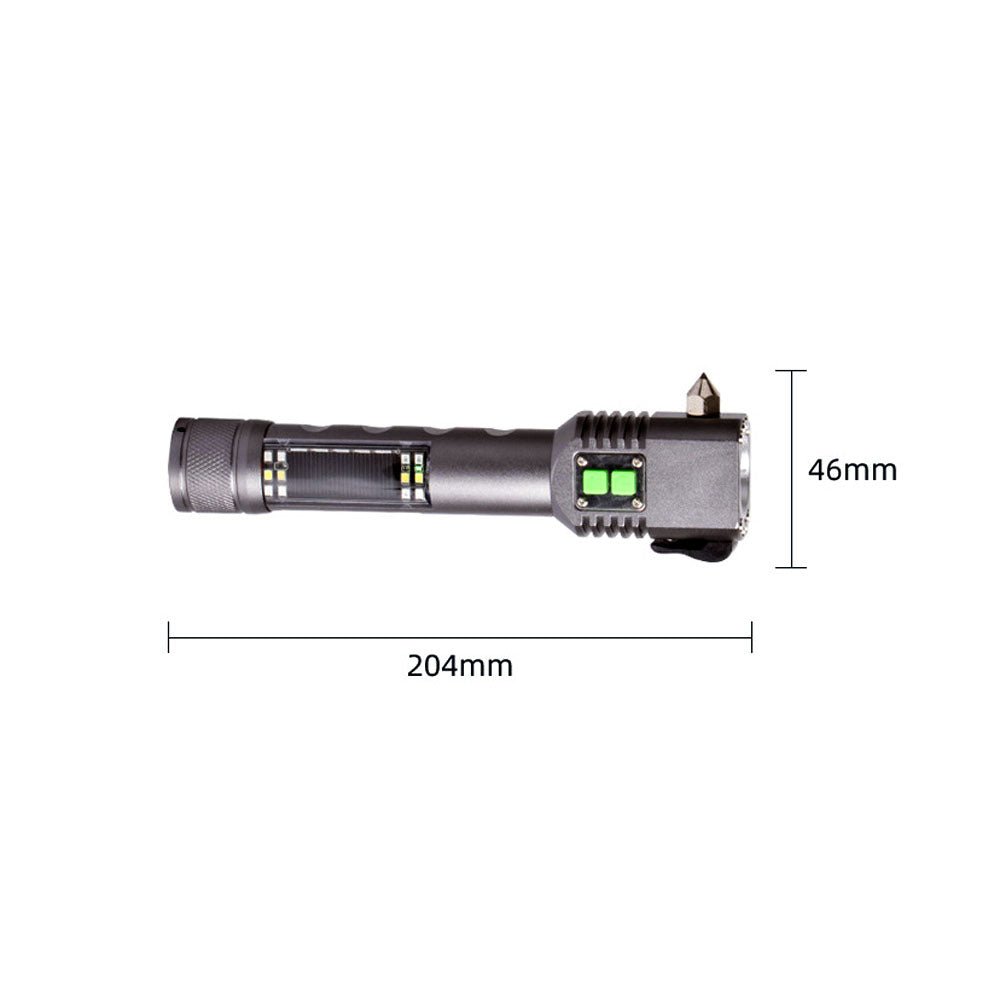 CRONY 502double solar alarm flashlight with compass and light alarm compass broken windows strong light flashlight - Edragonmall.com