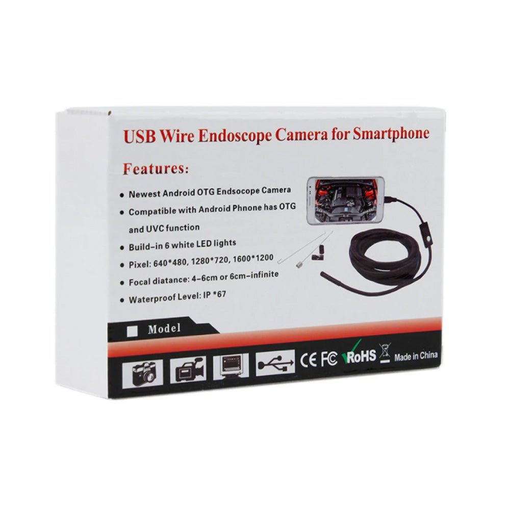 CRONY 5M USB Wire Endoscope Camera Waterproof USB Endoscope Inspection Camera for Parts Length 5m Lens Diameter: 9mm | Black - Edragonmall.com