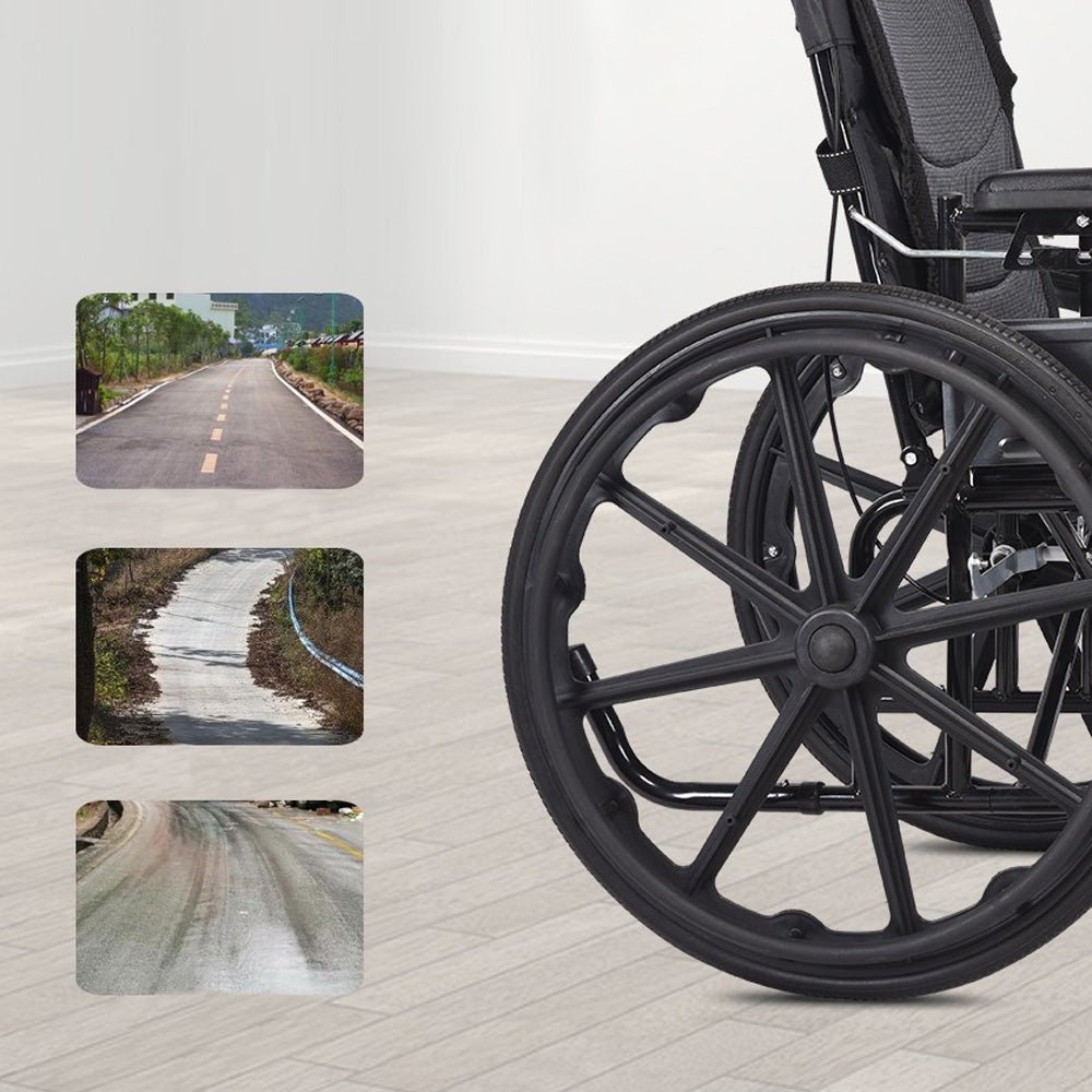 CRONY 6012-20 Hand-pushed Collapsible wheelchair With toilet Convenient four-brake folding wheelchair - Edragonmall.com