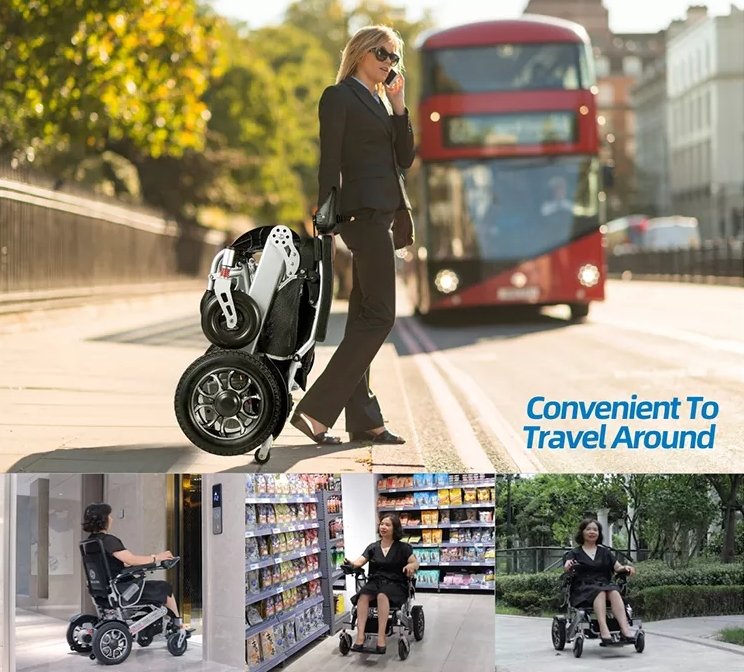 CRONY 6012 Remote control folding electric wheelchair Remote Control Electric Chair Scooter Foldable Disabled Travel Electric Wheelchair - Edragonmall.com