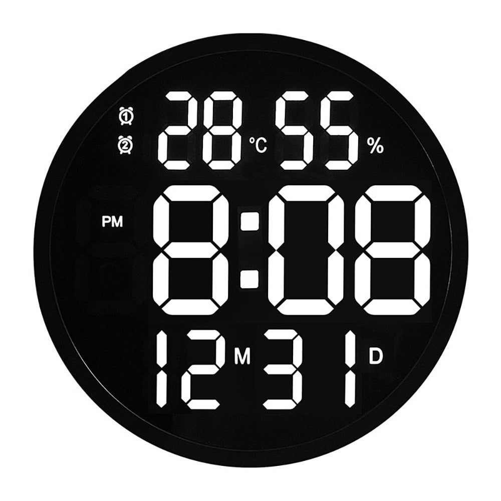 CRONY 6620 Wall clock 12 Inch LED Large Number Digital Wall Clock Temperature And Humidity Electronic Clock Modern Design Decoration Home Office clock 6620 - Edragonmall.com