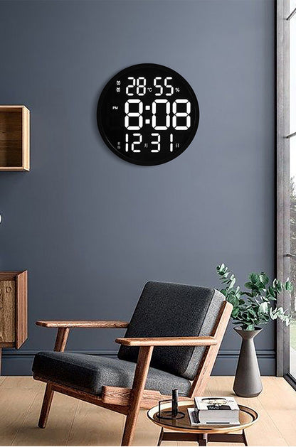 CRONY 6620 Wall clock 12 Inch LED Large Number Digital Wall Clock Temperature And Humidity Electronic Clock Modern Design Decoration Home Office clock 6620 - Edragonmall.com