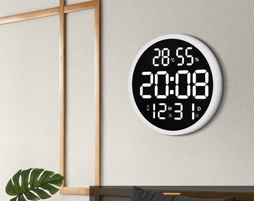 CRONY 6620 Wall clock 12 Inch LED Large Number Digital Wall Clock Temperature And Humidity Electronic Clock Modern Design Decoration Home Office clock 6620 - Edragonmall.com