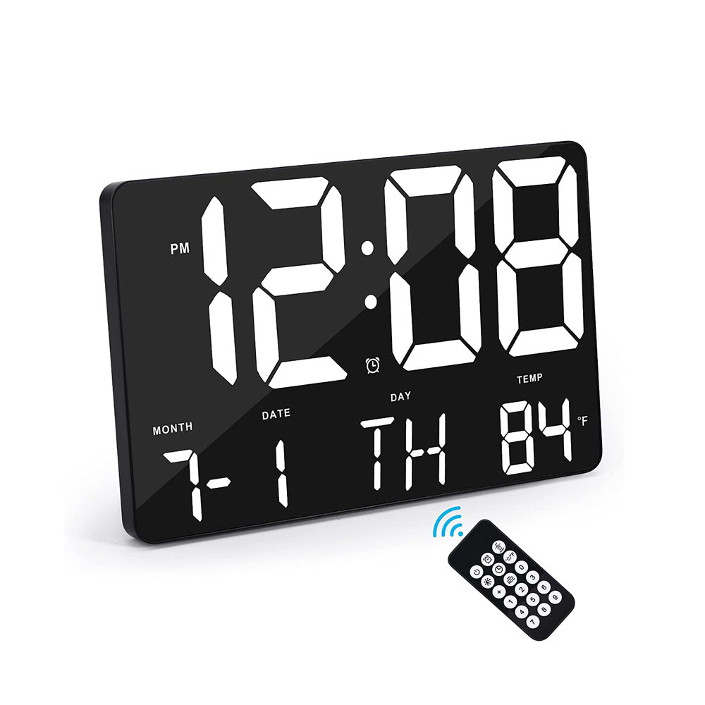 CRONY  717 White words wall clock Digital Clock Large Display,11.4" Digital Calendar Alarm Day Clock with Wireless Remote Control